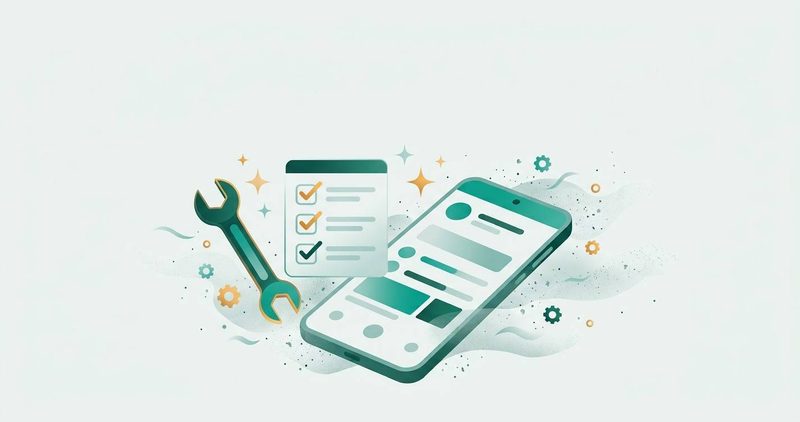 Illustration: Android phone with a fix checklist, every common problem solved