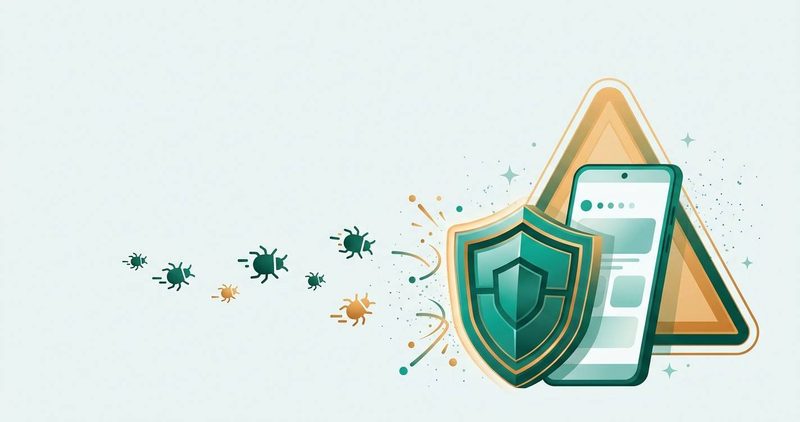 Illustration: phone shielded from malware threats